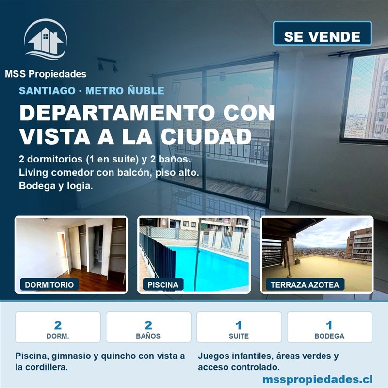 Departamento en venta en Santiago · 2D · 2B