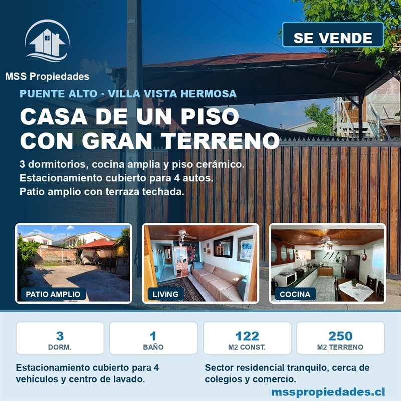 Casa en venta en Puente Alto · 3D · 1B · 250 m²