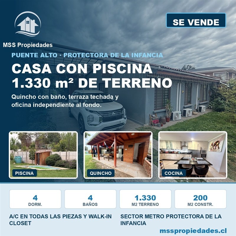 Casa en venta en Puente Alto · 4D · 4B · 1330 m²