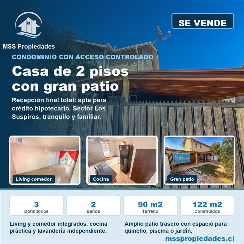 Casa en venta en San Bernardo · 3D · 2B · 90 m²