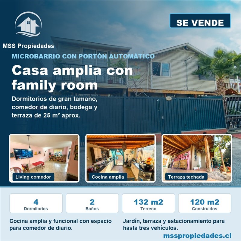 Casa en venta en San Bernardo · 4D · 2B · 132 m²