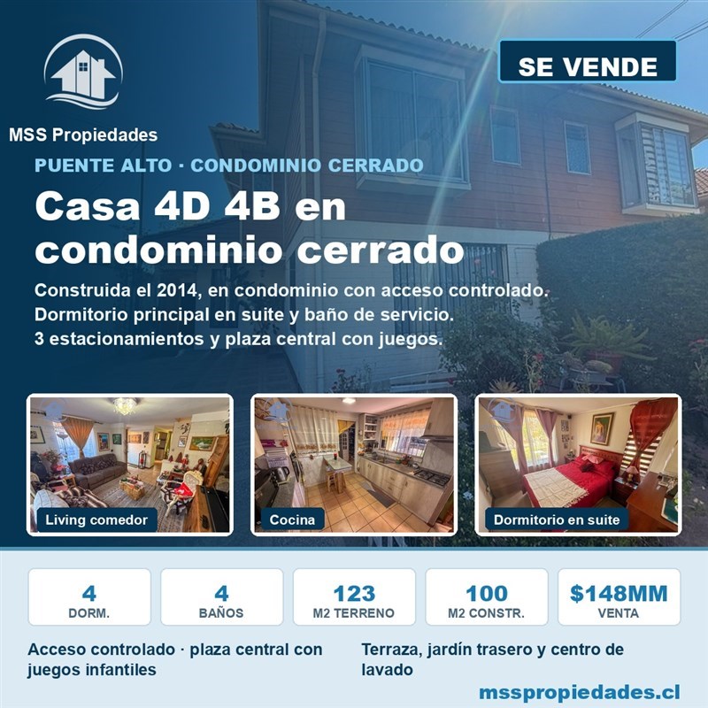 Casa en venta en Puente Alto · 4D · 4B · 123 m²