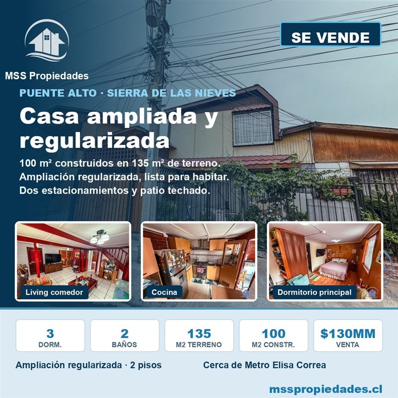 Casa en venta en Puente Alto · 3D · 2B · 135 m²
