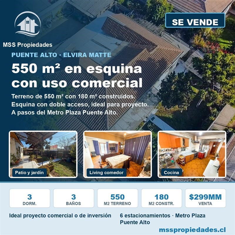 Casa en venta en Puente Alto · 3D · 3B · 550 m²