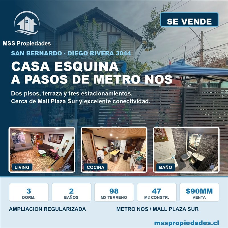 Casa en venta en San Bernardo · 3D · 2B · 98 m²